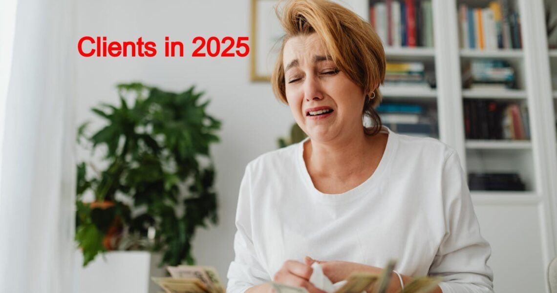 Sad older lady who's paying more for her tax return in 2025